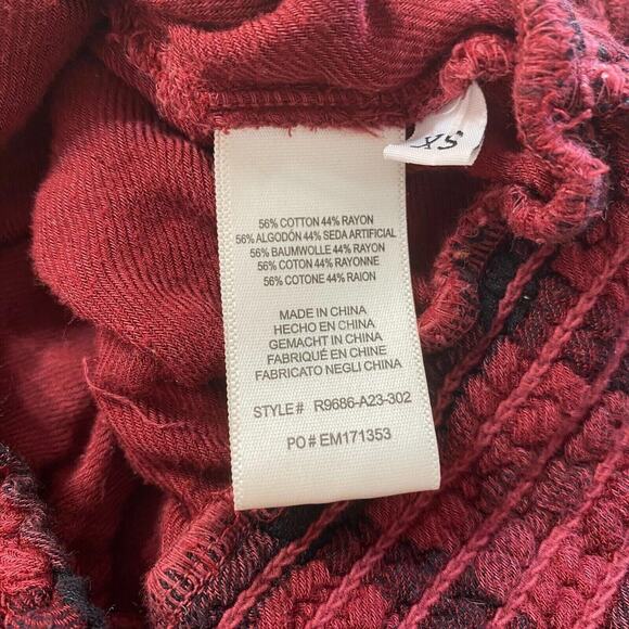 Cloth & Stone Top XS Burgundy Red "Sara" Plaid Raglan Sleeves Shirt Blouse (13) - Picture 3 of 6